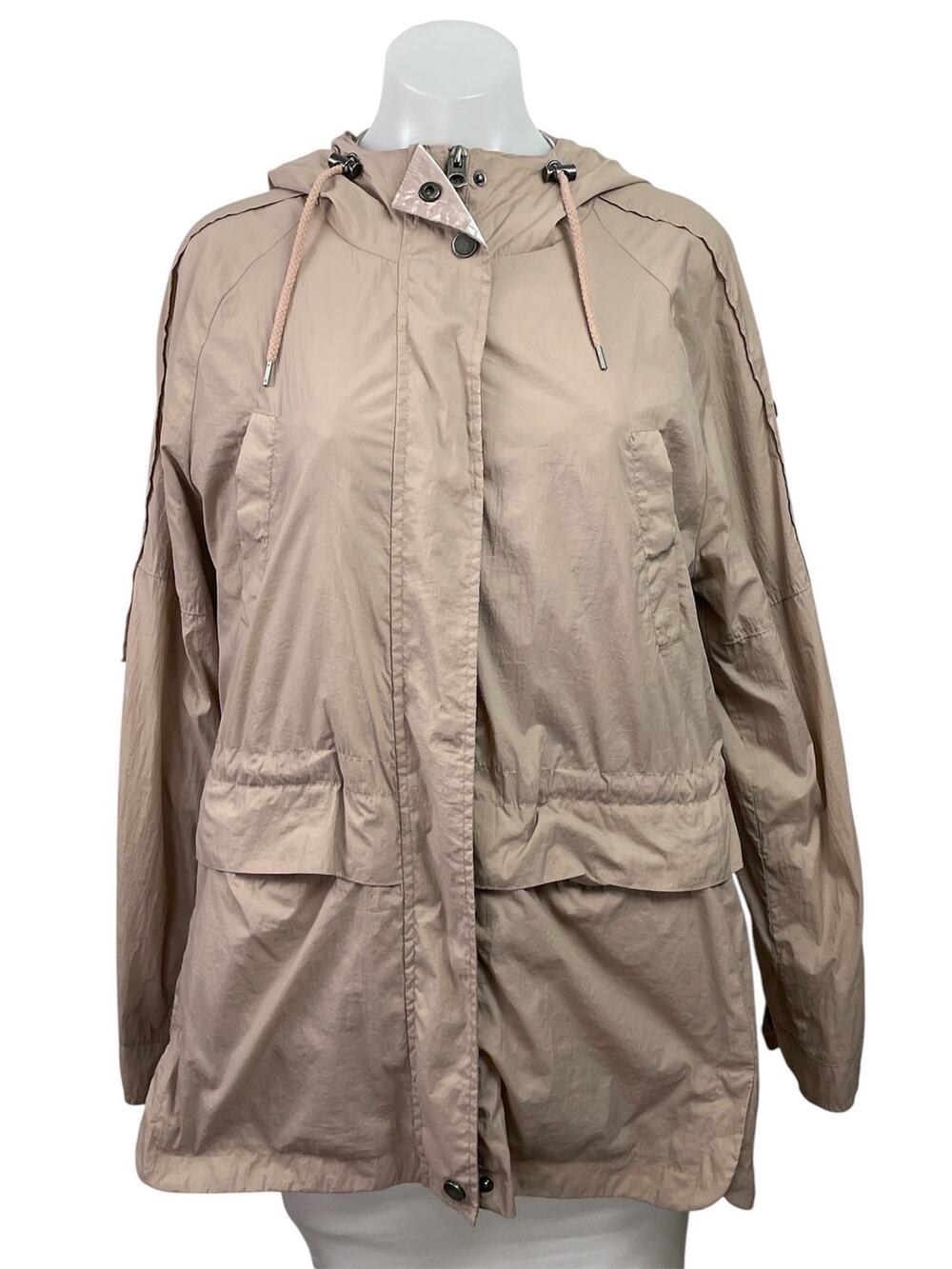 Lucky Brand Brown Tan Zip Up Long Sleeve Hooded Hoodie Utility Coat Jacket Sz M